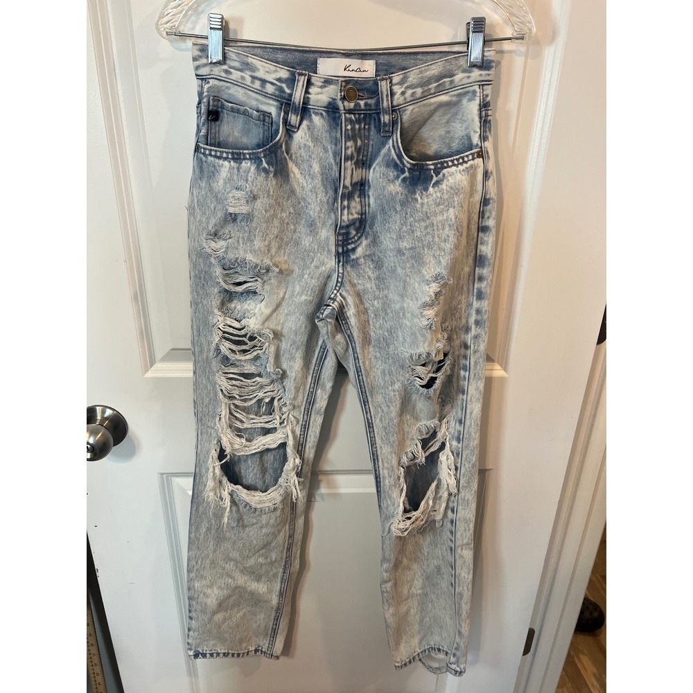 KanCan Womens Jeans Distressed Acid Wash Light Blue Size 1/24 KC7374AC